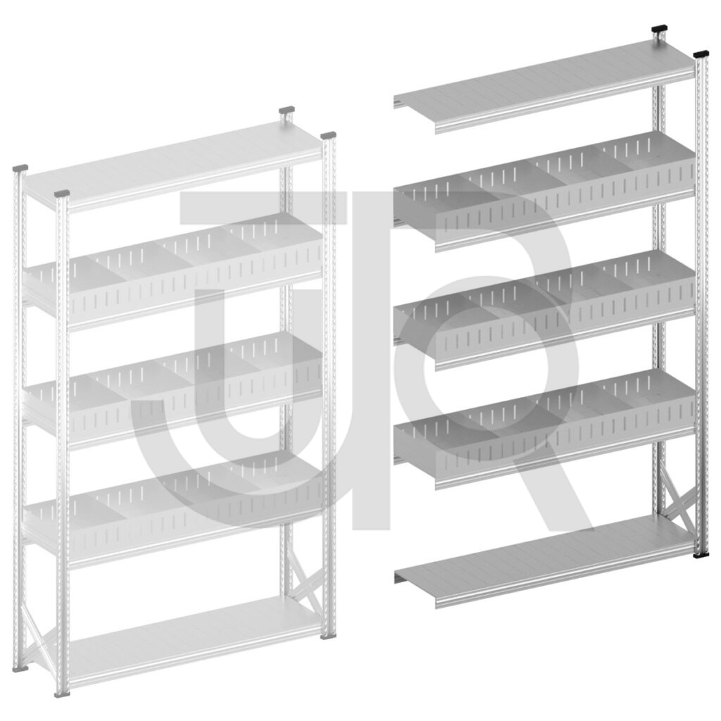 Vakkenstelling H12500 x D400 | aanbouwset vak 1500 mm | rechte opzetranden 100 mm-0