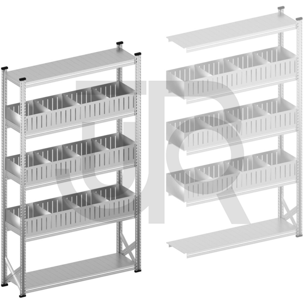 Vakkenstelling H2500 x D400 | startset vak 1500 mm | rechte opzetranden 200 mm-0