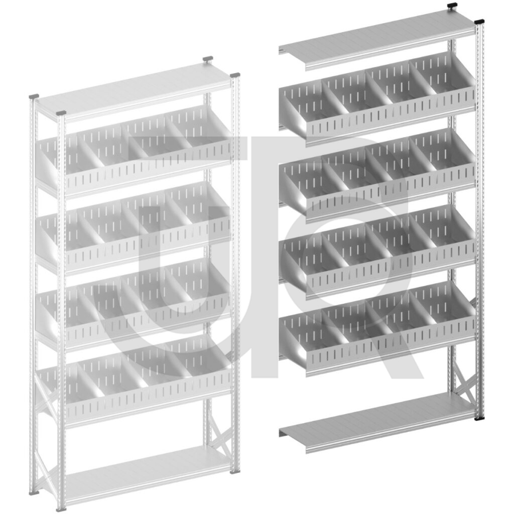 Vakkenstelling H3028 x D400 | aanbouwset vak 1500 mm | schuine opzetranden 100-200 mm-0