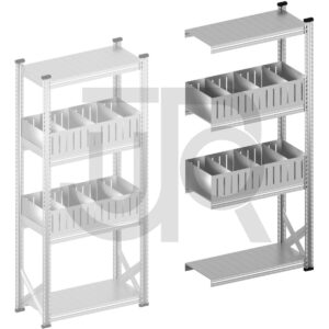 Vakkenstelling H1972 x D320 | aanbouwset vak 900 mm | rechte opzetranden 200 mm-0