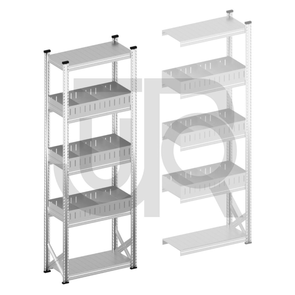 Vakkenstelling H2500 x D400 | startset vak 900 mm | rechte opzetranden 100 mm-0