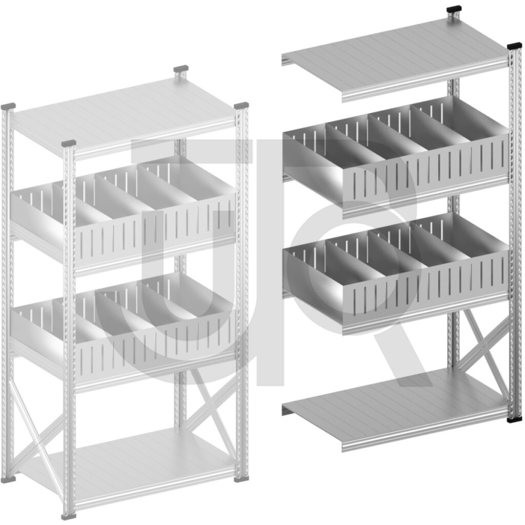 Vakkenstelling H1972 x D600 | aanbouwset vak 1050 mm | rechte opzetranden 200 mm-0