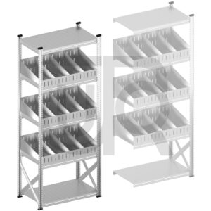 Vakkenstelling H2500 x D500 | startset vak 1050 mm | schuine opzetranden 100-200 mm-0