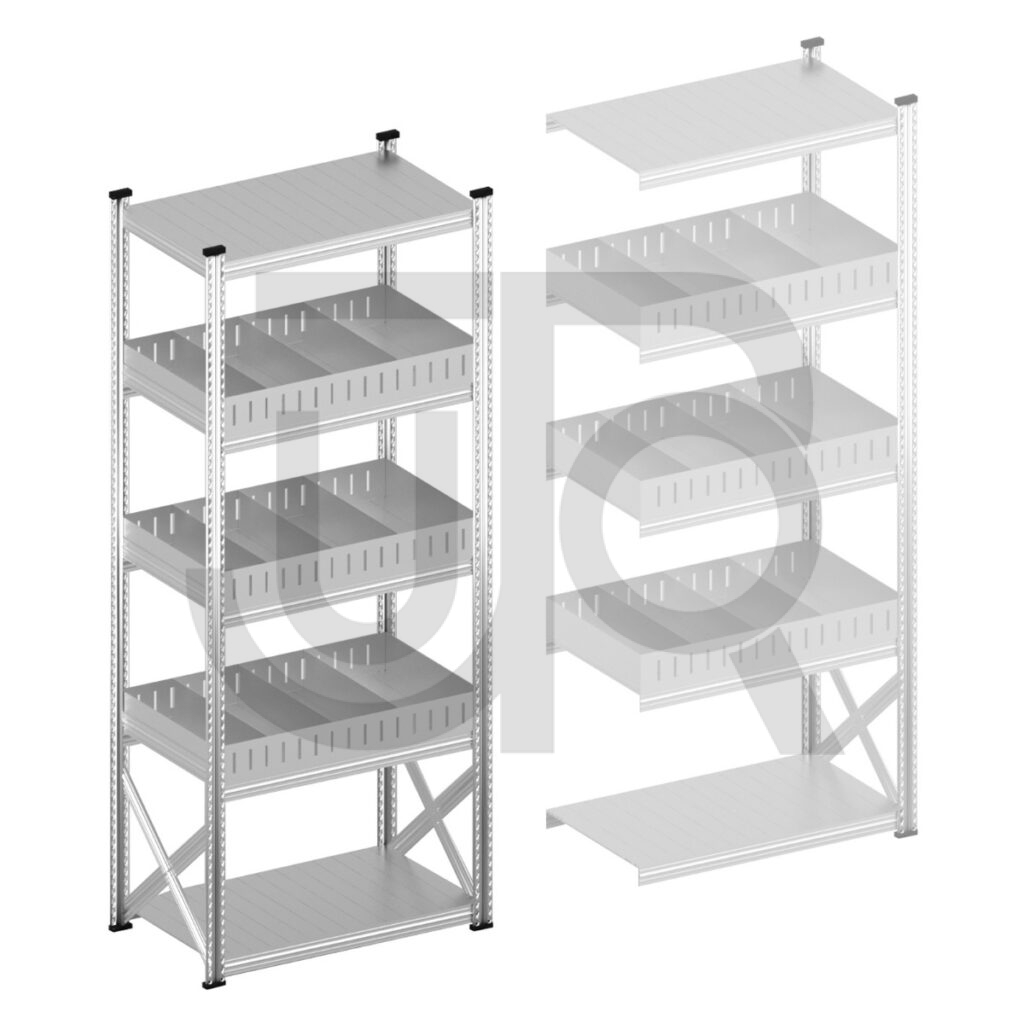 Vakkenstelling H2500 x D500 | startset vak 1050 mm | rechte opzetranden 100 mm-0