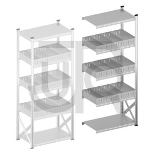 Vakkenstelling H2500 x D500 | aanbouwset vak 1050 mm | rechte opzetranden 100 mm-0