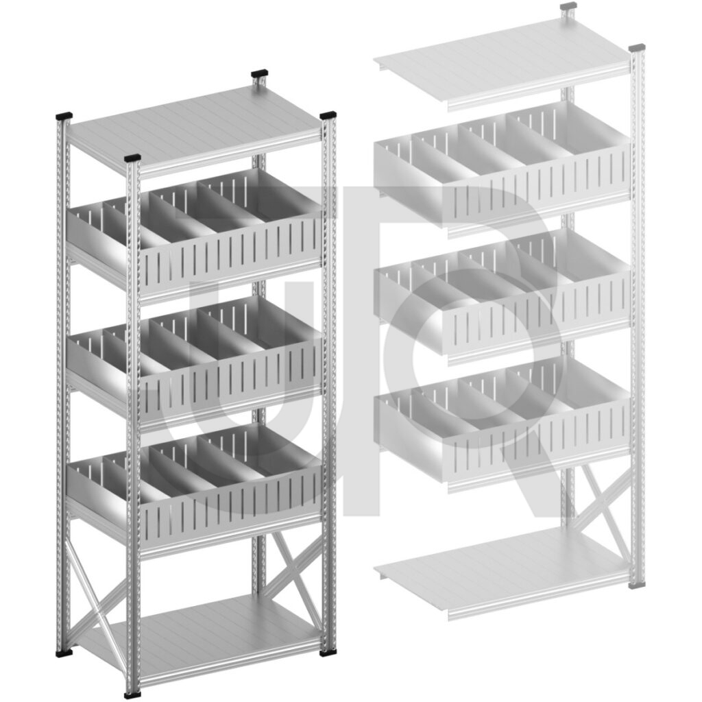 Vakkenstelling H2500 x D500 | startset vak 1050 mm | rechte opzetranden 200 mm-0