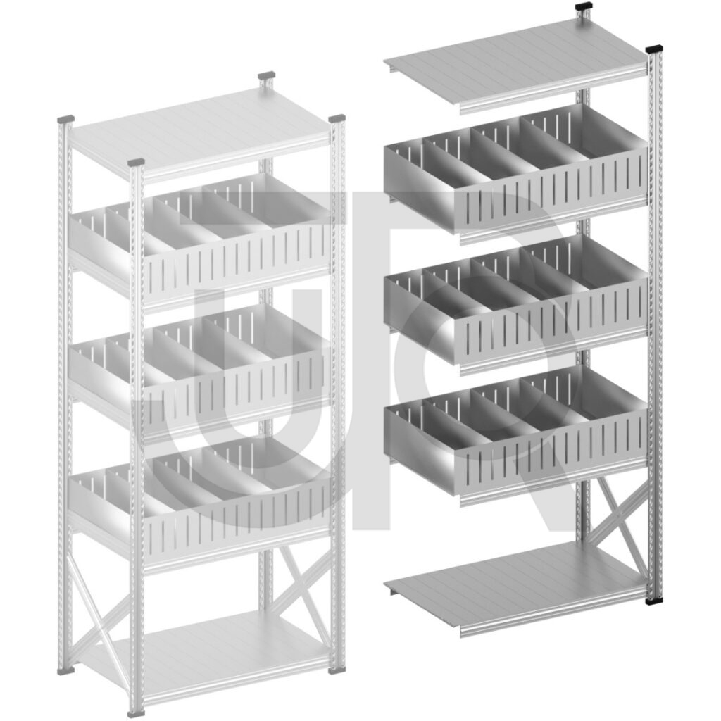 Vakkenstelling H2500 x D600 | aanbouwset vak 1050 mm | rechte opzetranden 200 mm-0