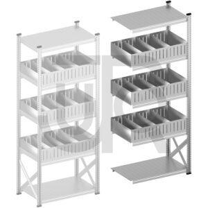 Vakkenstelling H2500 x D600 | aanbouwset vak 1050 mm | rechte opzetranden 200 mm-0