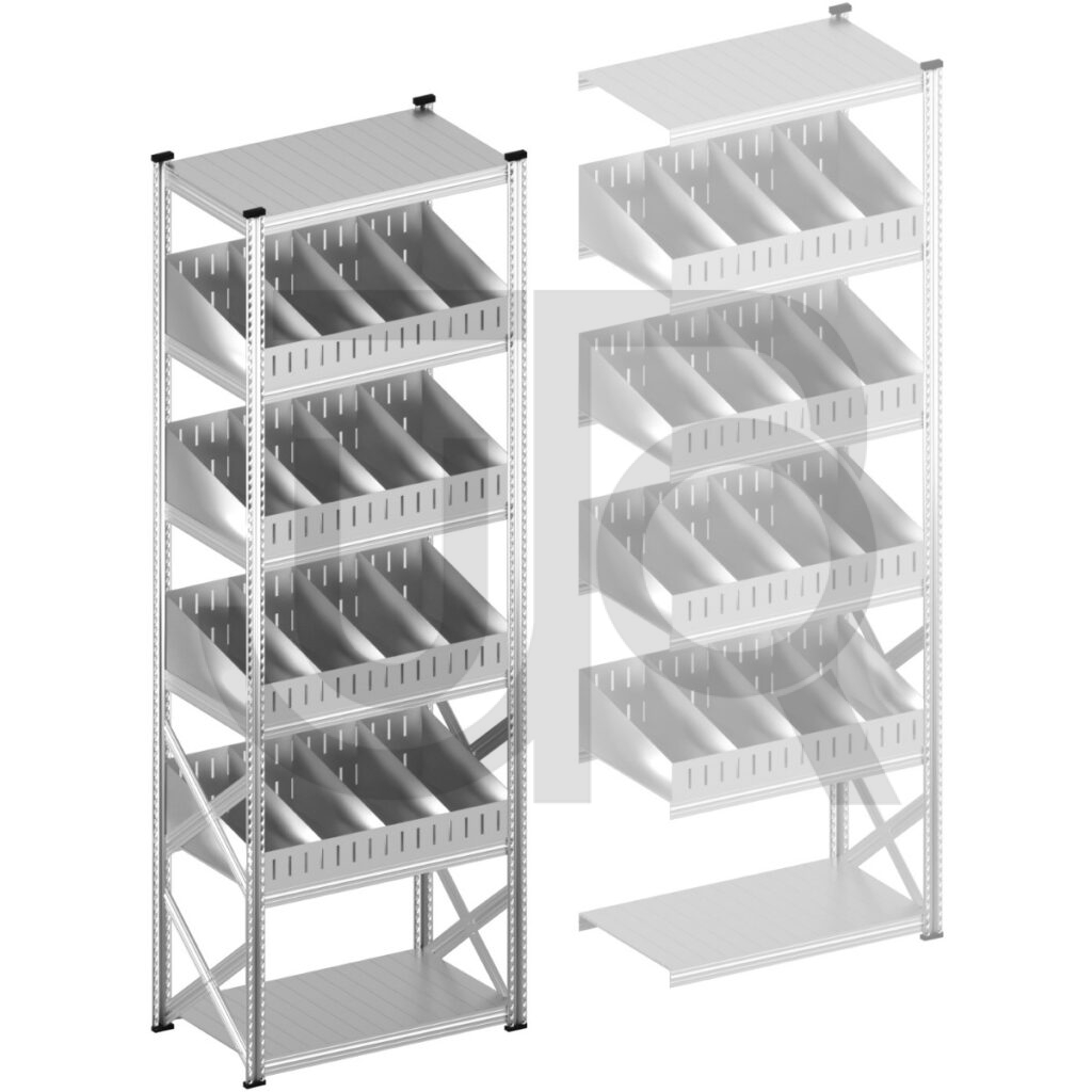 Vakkenstelling H3028 x D600 | startset vak 1050 mm | schuine opzetranden 100-200 mm-0