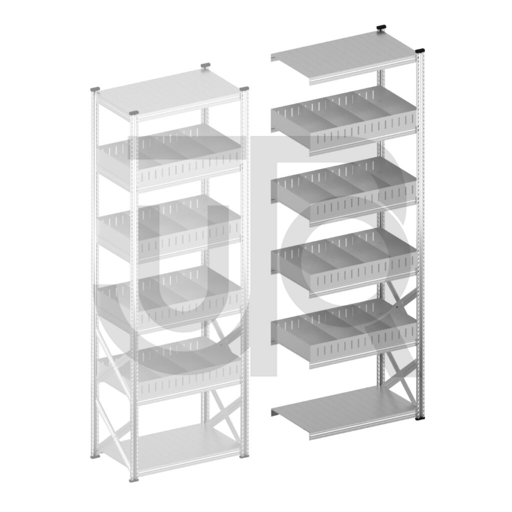 Vakkenstelling H3028 x D500 | aanbouwset vak 1050 mm | rechte opzetranden 100 mm-0