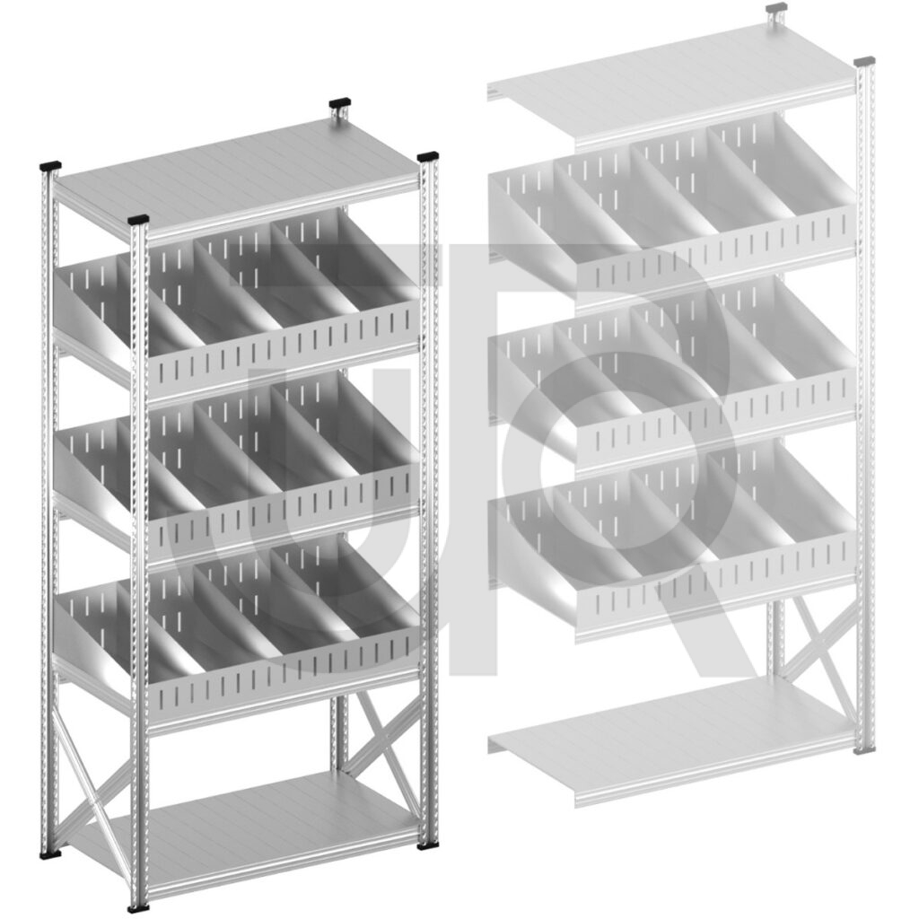 Vakkenstelling H2500 x D600 | startset vak 1200 mm | schuine opzetranden 100-200 mm-0