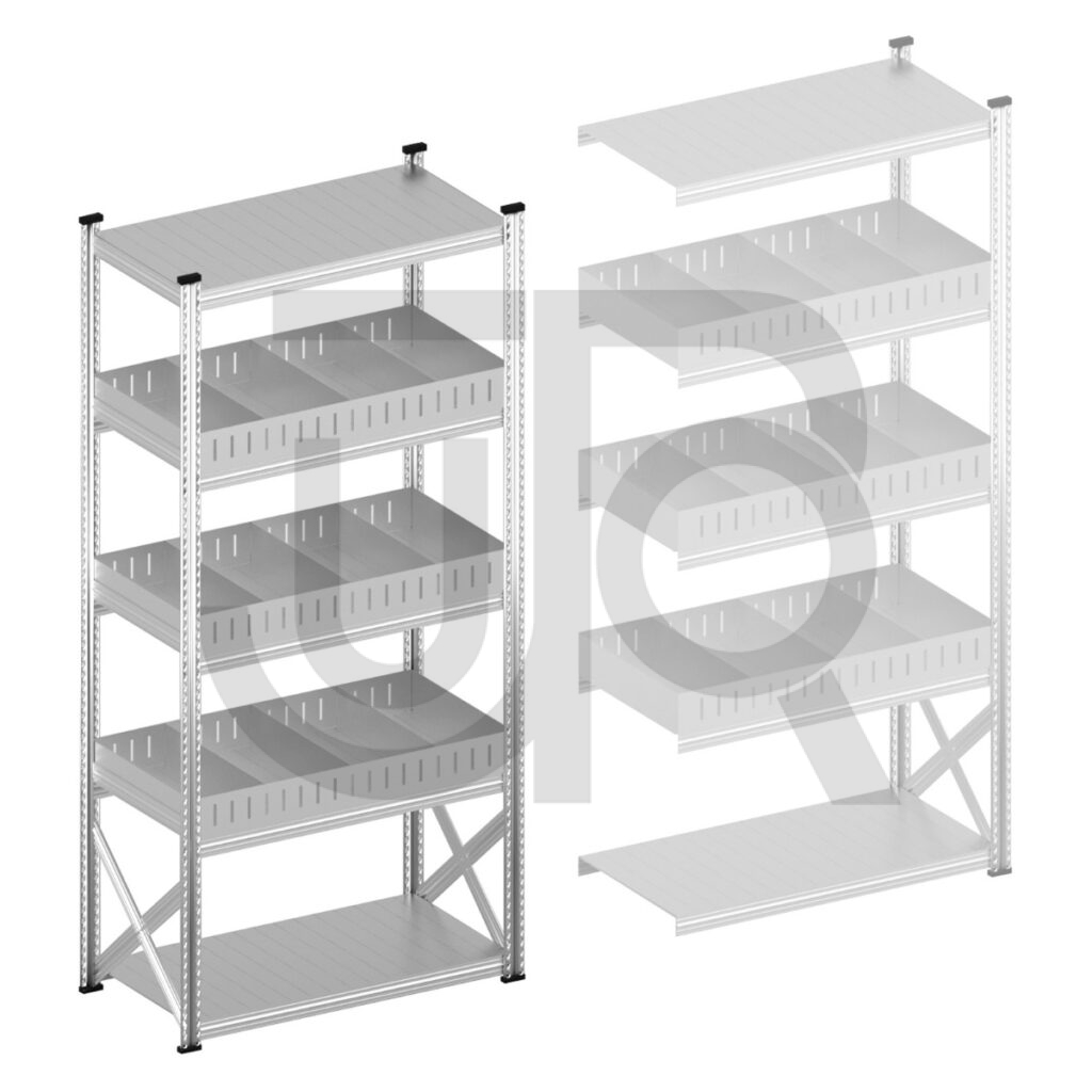 Vakkenstelling H2500 x D500 | startset vak 1200 mm | rechte opzetranden 100 mm-0
