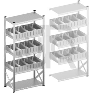 Vakkenstelling H2500 x D500 | startset vak 1200 mm | rechte opzetranden 200 mm-0