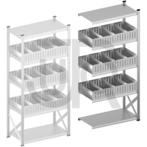 Vakkenstelling H2500 x D600 | aanbouwset vak 1200 mm | rechte opzetranden 200 mm-0