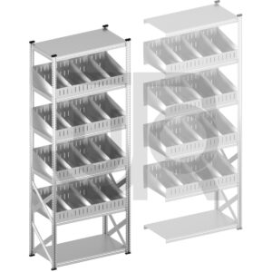 Vakkenstelling H3028 x D500 | startset vak 1200 mm | schuine opzetranden 100-200 mm-0