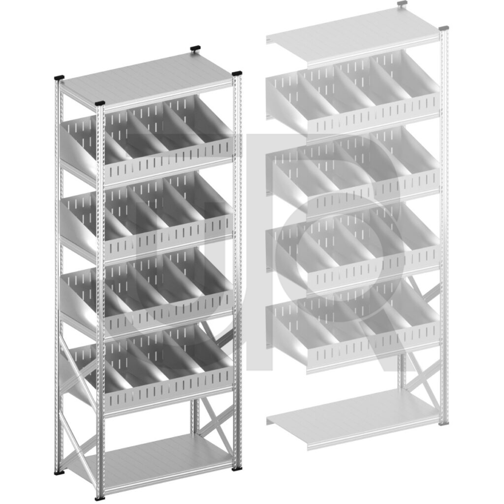 Vakkenstelling H3028 x D600 | startset vak 1200 mm | schuine opzetranden 100-200 mm-0