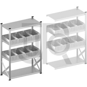 Vakkenstelling H1972 x D500 | startset vak 1350 mm | rechte opzetranden 200 mm-0