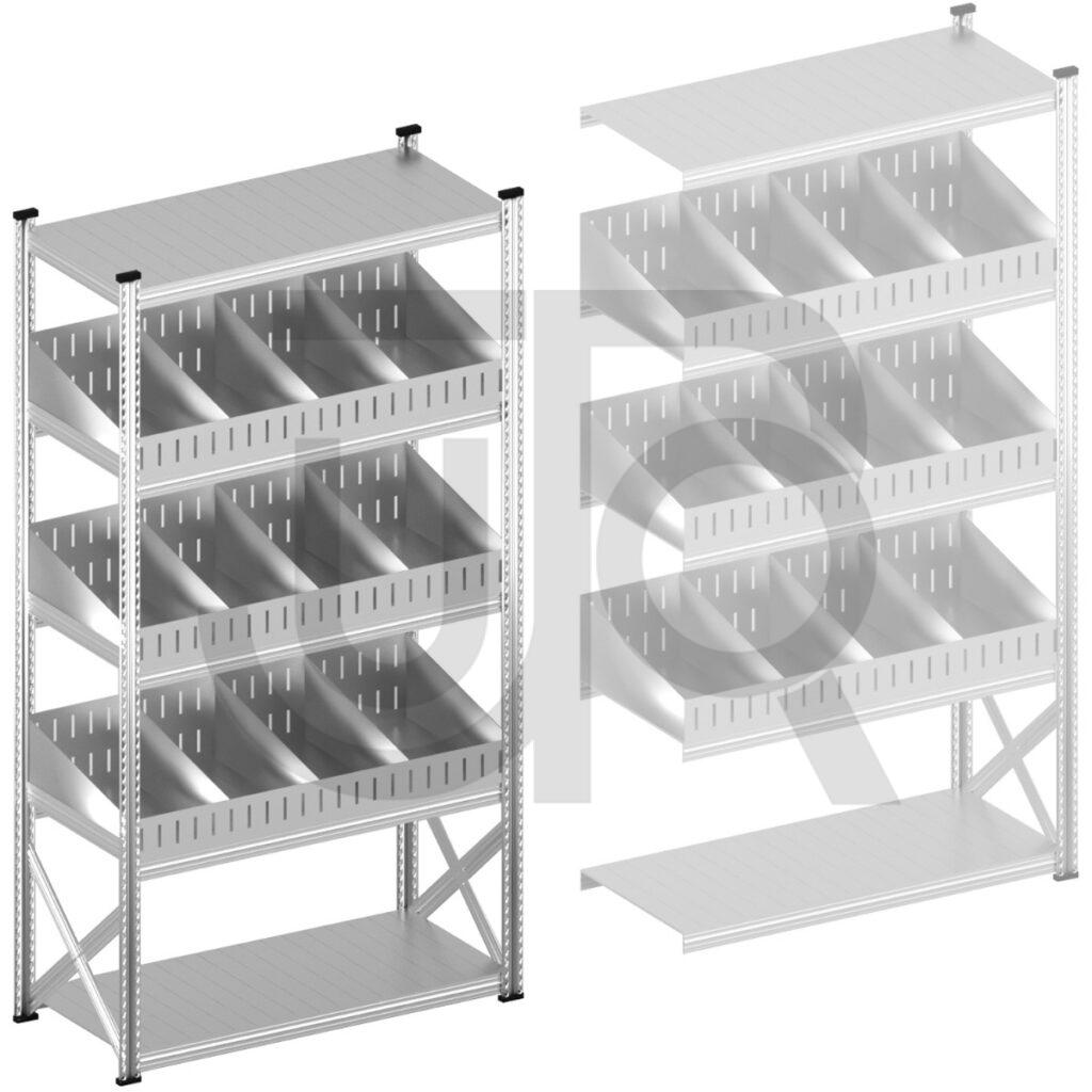 Vakkenstelling H2500 x D500 | startset vak 1350 mm | schuine opzetranden 100-200 mm-0