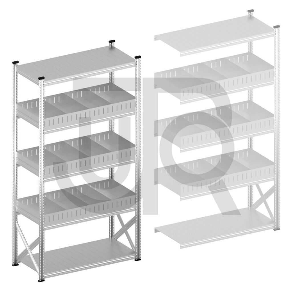 Vakkenstelling H2500 x D600 | startset vak 1350 mm | rechte opzetranden 100 mm-0