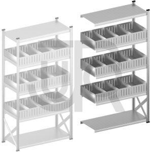 Vakkenstelling H2500 x D600 | aanbouwset vak 1350 mm | rechte opzetranden 200 mm-0