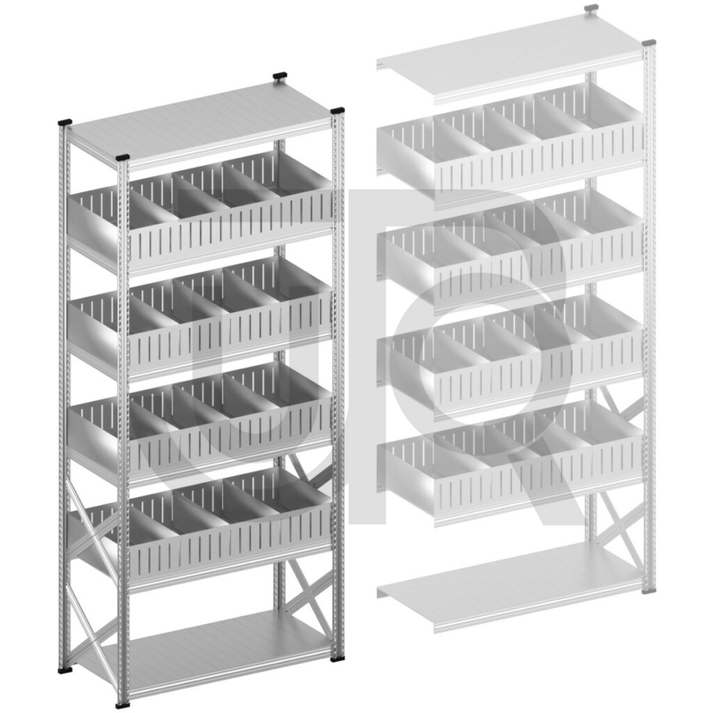 Vakkenstelling H3028 x D500 | startset vak 1350 mm | rechte opzetranden 200 mm-0