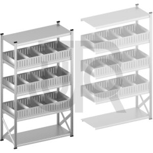 Vakkenstelling H2500 x D600 | startset vak 1500 mm | rechte opzetranden 200 mm-0