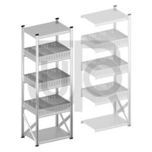Vakkenstelling H2500 x D600 | startset vak 900 mm | rechte opzetranden 100 mm-0