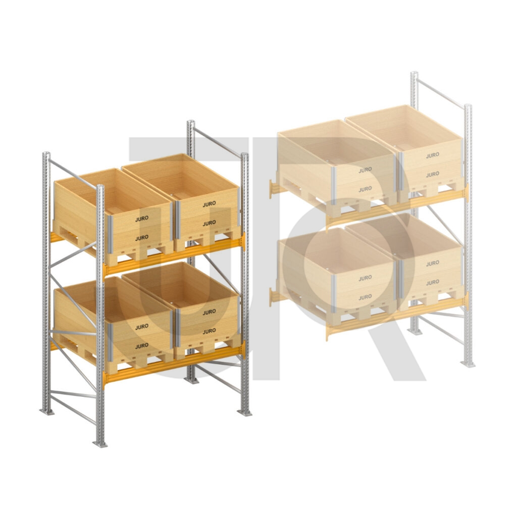 Palletstelling H3000 x D1100, liggers 106/4 geel| startset vak 1800 mm-0