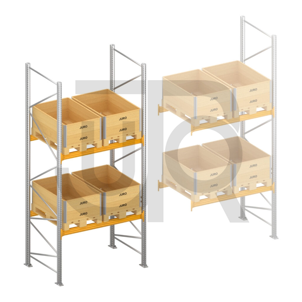 Palletstelling H4000 x D1100, liggers 106/4 geel| startset vak 1800 mm-0