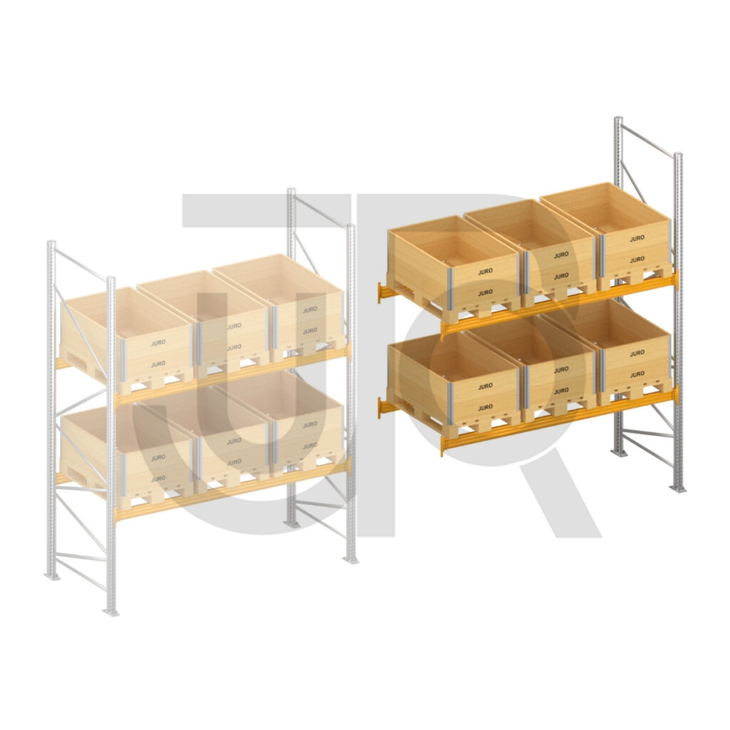 Palletstelling H3500 x D1100, liggers 106/4 geel| aanbouwset vak 2700 mm-0