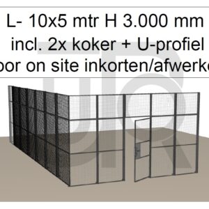 Scheidingswand Troax L-vorm, 5009x10051x3000 mm (BxLxH) incl. 1 afsluitbare deur-0