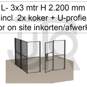 Scheidingswand Troax L-vorm, 3003x3036x2200 mm (BxLxH) incl. 1 afsluitbare deur-0
