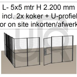 Scheidingswand Troax L-vorm, 5012x5042x2200 mm (BxLxH) incl. 1 afsluitbare deur-0
