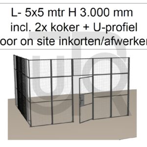 Scheidingswand Troax L-vorm, 5012x5042x3000 mm (BxLxH) incl. 1 afsluitbare deur-0