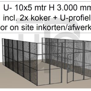 Scheidingswand Troax U-vorm, 5009x10051x3000 mm (BxLxH) incl. 1 afsluitbare deur-0