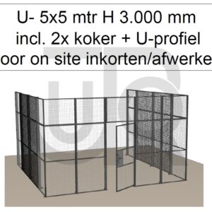Scheidingswand Troax U-vorm, 5012x5042x3000 mm (BxLxH) incl. 1 afsluitbare deur-0