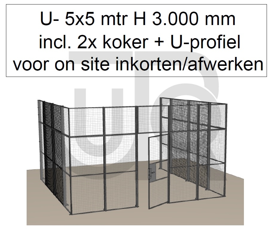 Scheidingswand Troax U-vorm, 5012x5042x3000 mm (BxLxH) incl. 1 afsluitbare deur-0