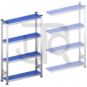 Legbordstelling H1972 x D320 | blauwe kunststof legborden | startset vak 1350 mm-0