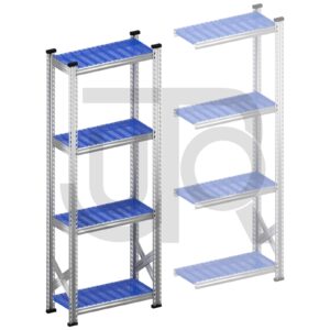 Legbordstelling H1972 x D320 | blauwe kunststof legborden | startset vak 600 mm-0