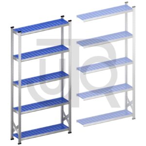 Legbordstelling H2500 x D320 | blauwe kunststof legborden | startset vak 1200 mm-0