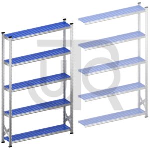 Legbordstelling H2500 x D320 | blauwe kunststof legborden | startset vak 1500 mm-0