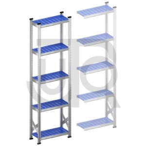 Legbordstelling H2500 x D320 | blauwe kunststof legborden | startset vak 600 mm-0