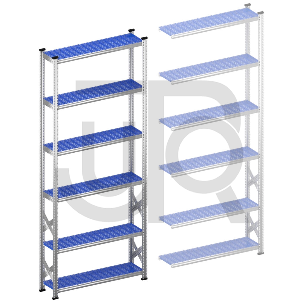 Legbordstelling H3028 x D320 | blauwe kunststof legborden | startset vak 1350 mm-0