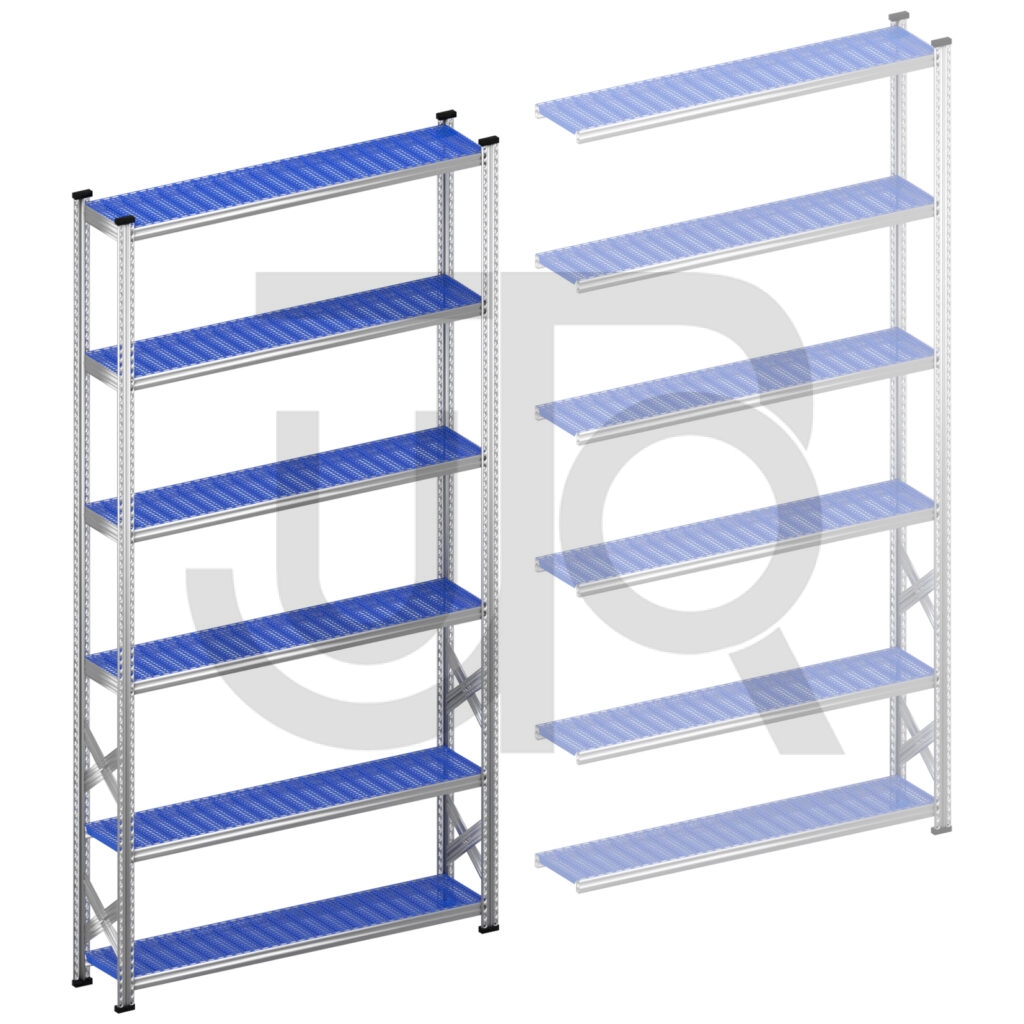 Legbordstelling H3028 x D320 | blauwe kunststof legborden | startset vak 1500 mm-0