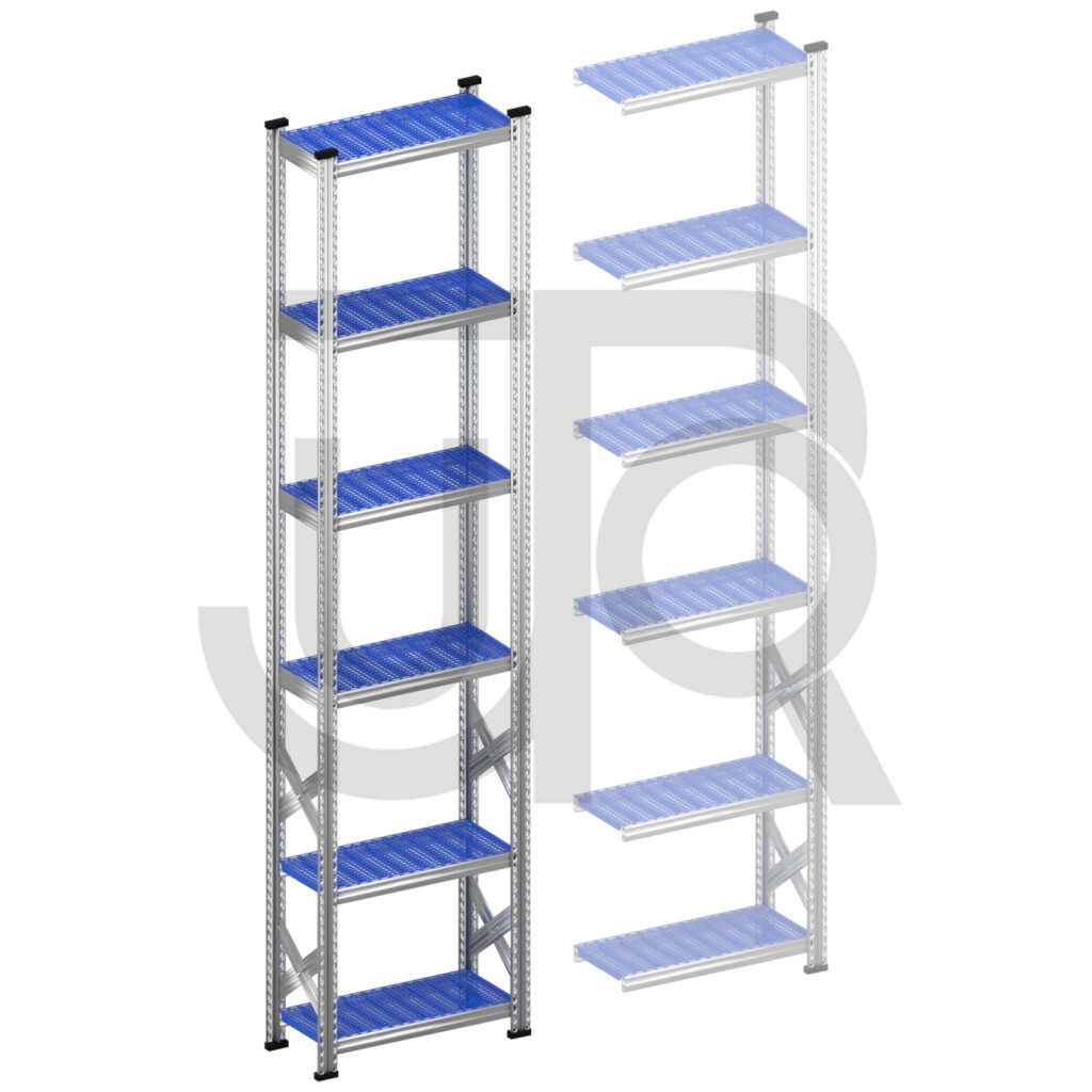 Legbordstelling H3028 x D320 | blauwe kunststof legborden | startset vak 600 mm-0