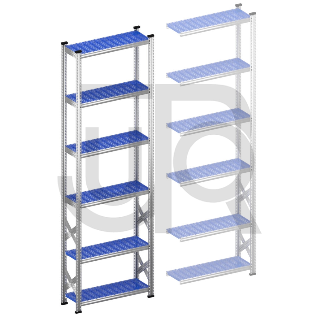 Legbordstelling H3028 x D320 | blauwe kunststof legborden | startset vak 900 mm-0