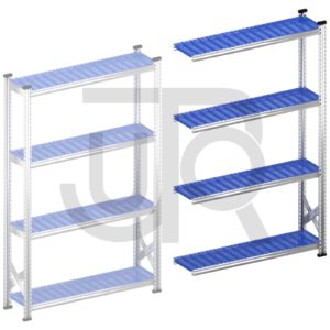 Legbordstelling H1972 x D320 | blauwe kunststof legborden | aanbouwset vak 1200 mm-0