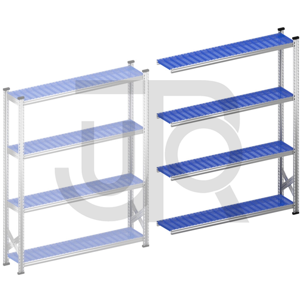 Legbordstelling H1972 x D320 | blauwe kunststof legborden | aanbouwset vak 1500 mm-0