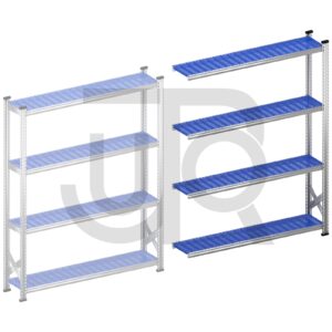 Legbordstelling H1972 x D320 | blauwe kunststof legborden | aanbouwset vak 1500 mm-0