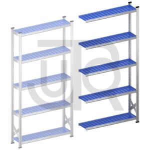 Legbordstelling H2500 x D320 | blauwe kunststof legborden | aanbouwset vak 1200 mm-0